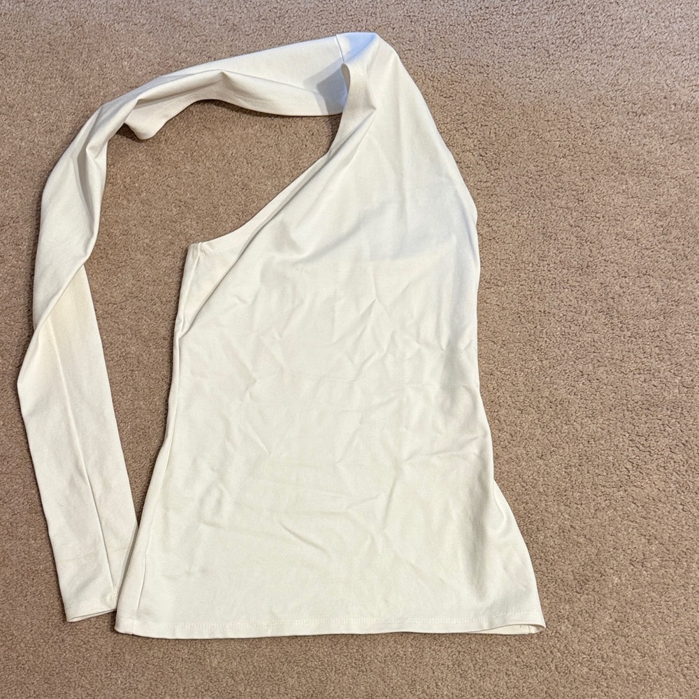 Elegant Cream One-Shoulder Blouse